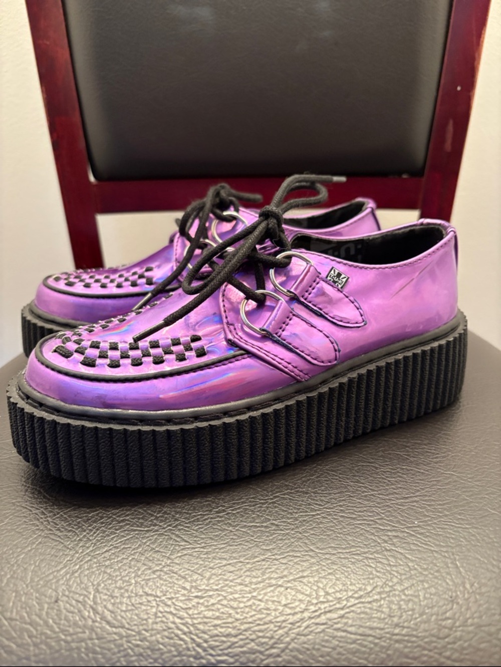 New T.U.K. TUK Purple Iridescent Platform Creepers